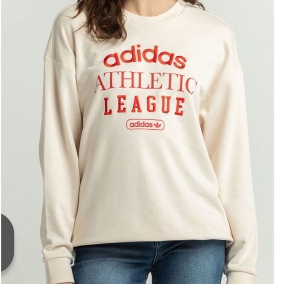 ADIDAS Collegiate Womens Oversized Crewneck Sweatshirt M Nwt Cream color‎ - Picture 2 of 7